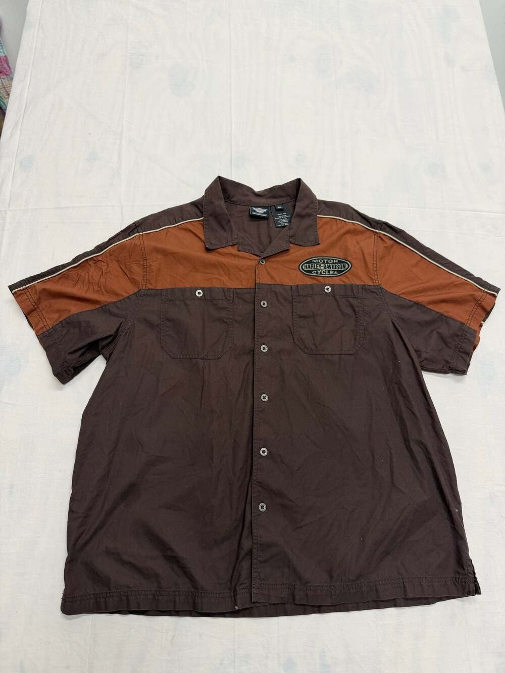 Harley-Davidson Genuine Motor Clothes 2XL Brown and Orange Two-Tone Mechanic Sty